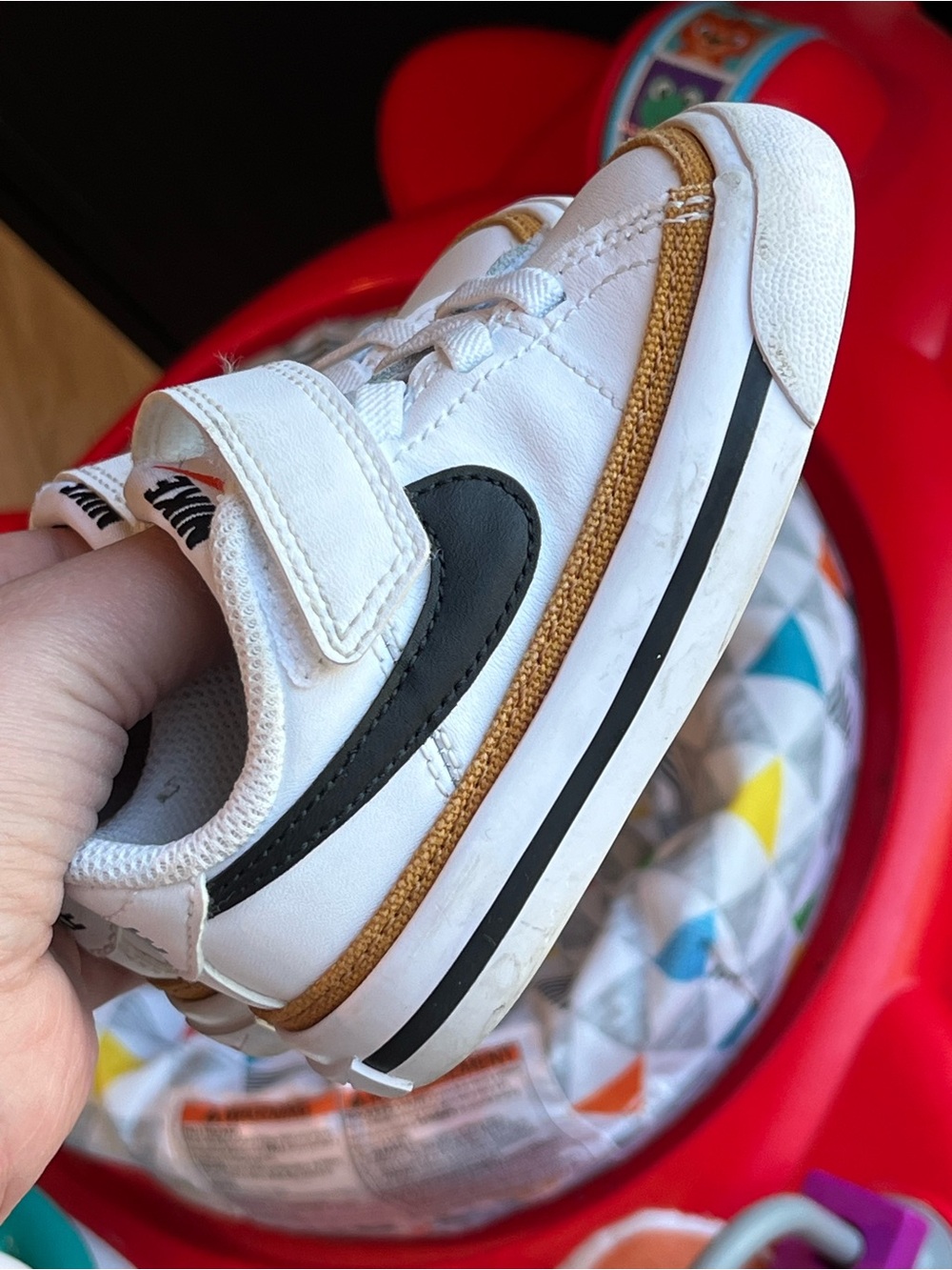 Nike Kids White Sneaker with Black Swoosh